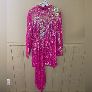 Boohoo Hot Pink Sparkly Dress